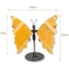 Papillon sculpté en calcite jaune naturelle, pièce unique 02, vue de face – Garaulion