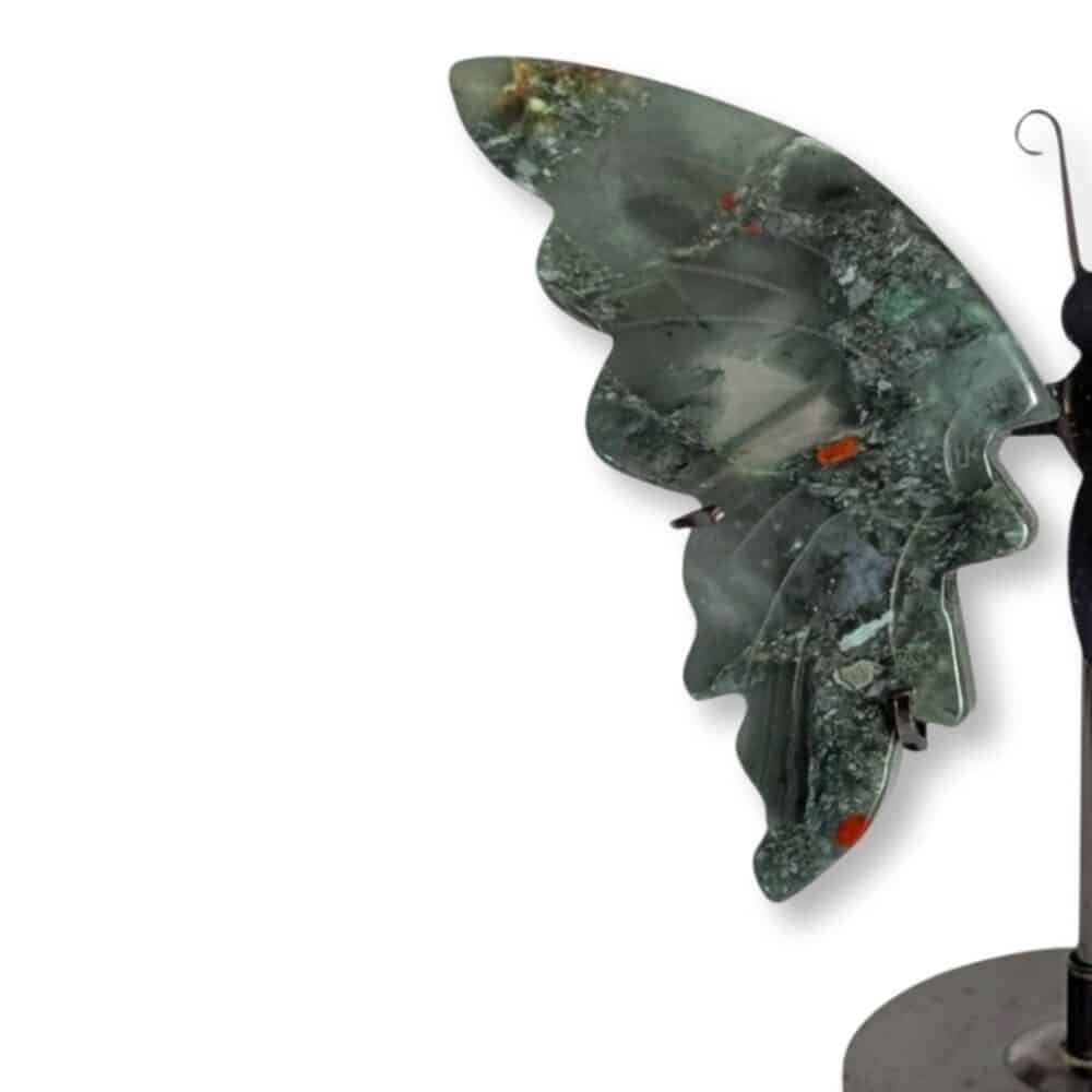Dimensions du papillon décoratif en jaspe héliotrope, modèle 01