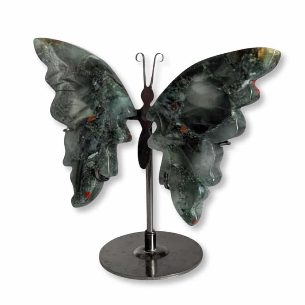 Dimensions du papillon décoratif en jaspe héliotrope, modèle 01