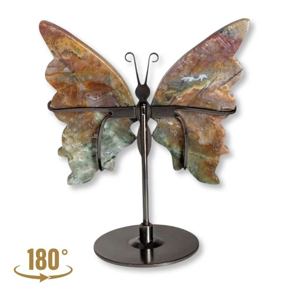 Dimensions du papillon en jaspe océan naturel, pièce unique
