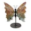 Papillon décoratif en jaspe océan naturel, pièce unique 01, vue de face – Garaulion