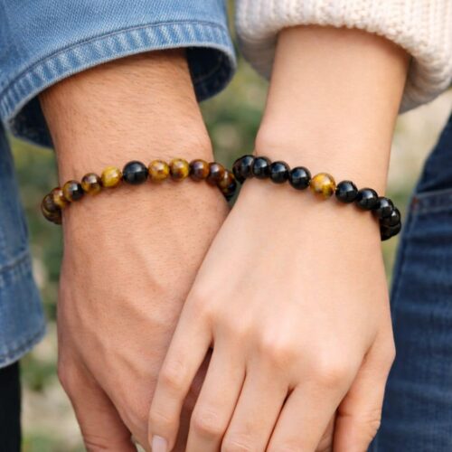 bracelet couple oeil de tigre onyx