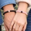 bracelet couple quartz rose et onyx