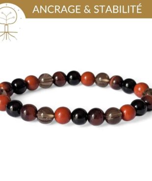 bracelet ancrage pierres naturelles obsidienne jaspe rouge quartz fumé oeil de taureau pour s ancrer et retrouver stabilite