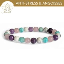 bracelet anti stress pierres naturelles lepidolite howlite amazonite quartz rose pour apaiser le stress et calmer le mental