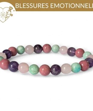 bracelet blessures emotionnelles pierres naturelles rhodonite quartz rose amazonite amethyste pour apaiser les emotions et guerir