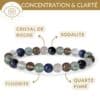 bracelet pierres concentration fluorite sodalite quartz fumé cristal de roche pour mieux se concentrer au travail et aux etudes