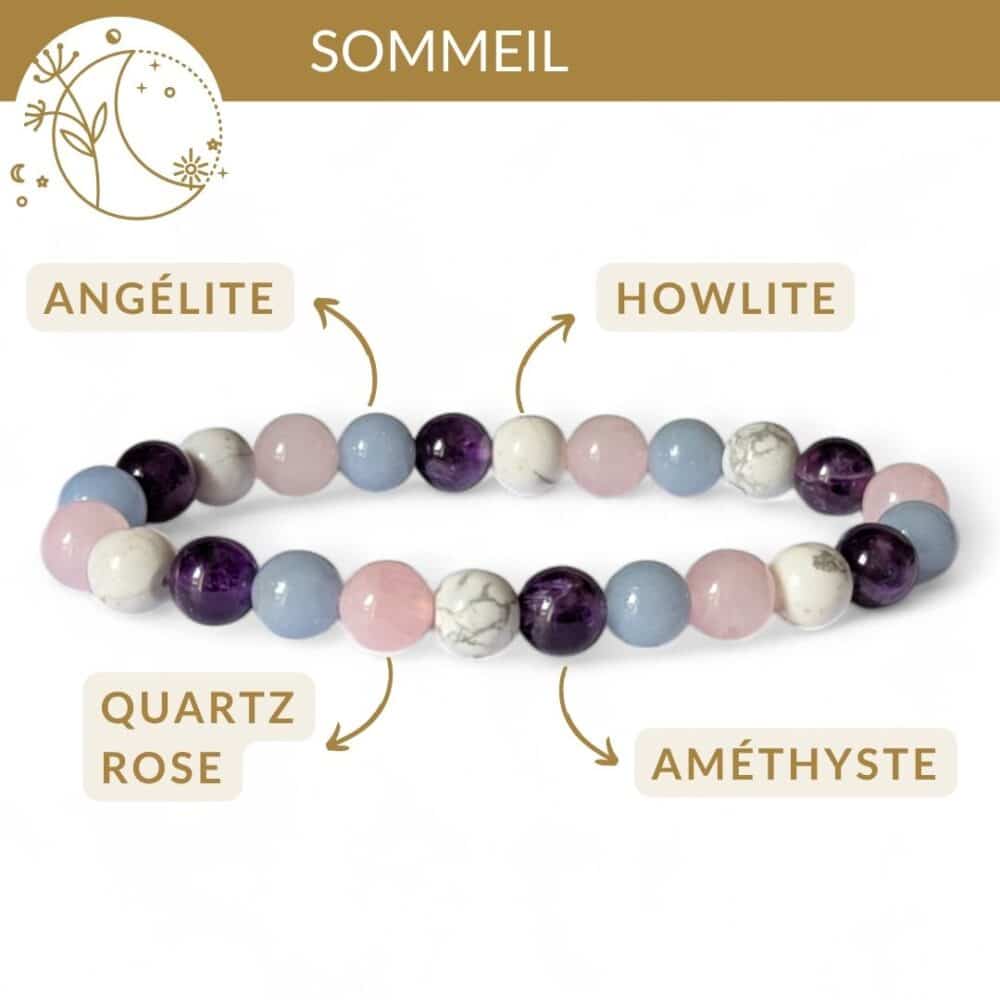 bracelet pierres sommeil amethyste howlite angelite quartz rose pour favoriser l endormissement et le sommeil profond