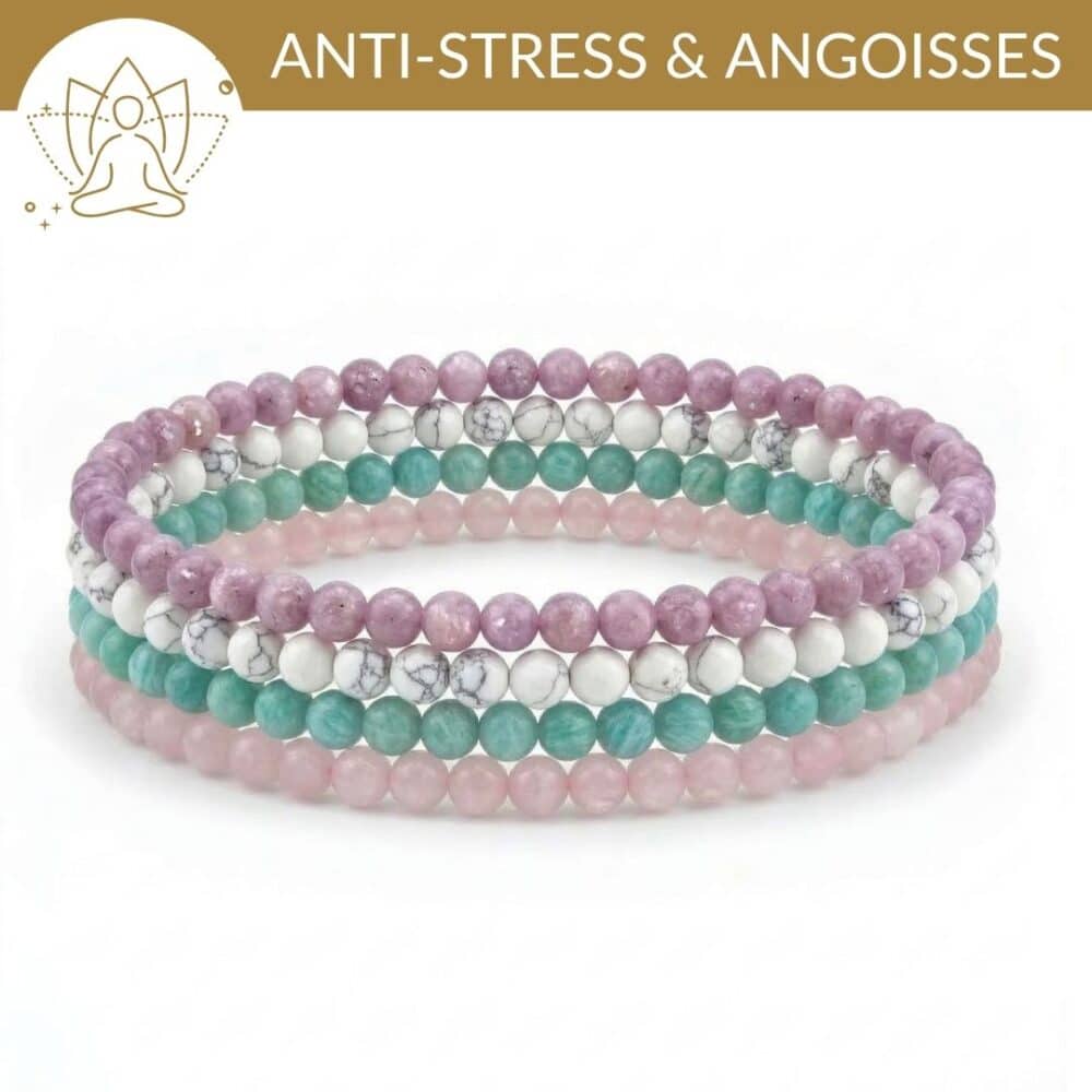 kit bracelets anti stress pierres naturelles pour se detendre et relacher les tensions nerveuses