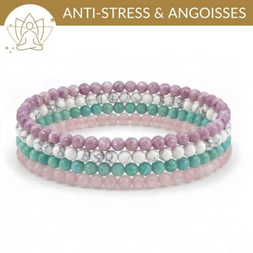 kit bracelets anti stress pierres naturelles pour se detendre et relacher les tensions nerveuses