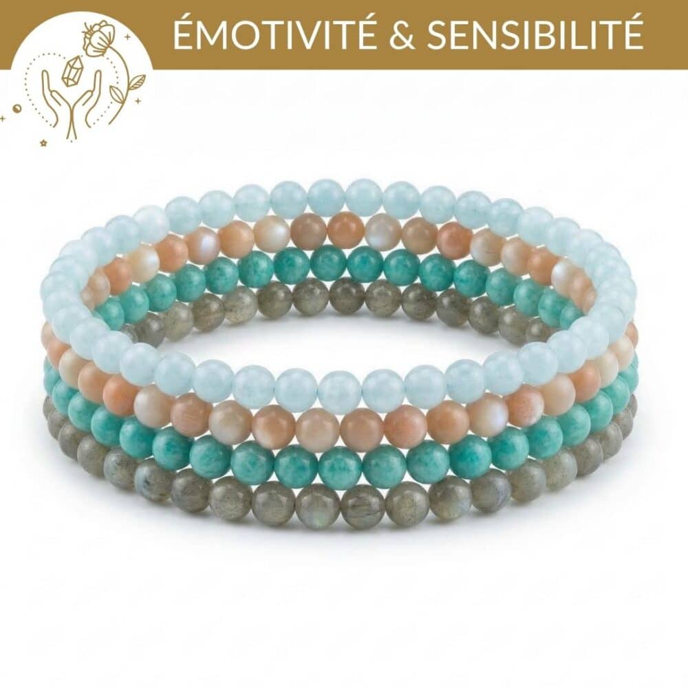 kit bracelets sensibilite pierres naturelles pour apaiser l'émotivité et mieux gerer son hypersensibilite