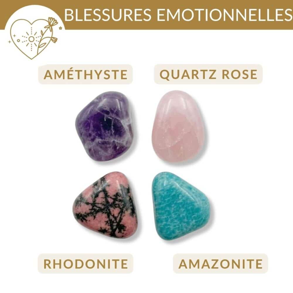quelle pierre pour guerir les blessures emotionnelles rhodonite quartz rose amazonite amethyste apaisement emotionnel