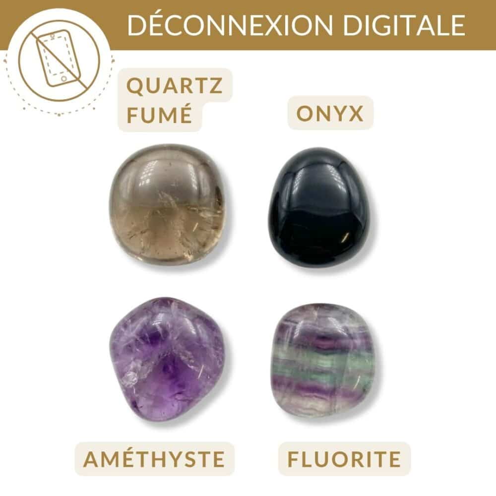 quelle pierre pour se deconnecter des ecrans amethyste onyx quartz fumé fluorite deconnexion digitale et calme mental