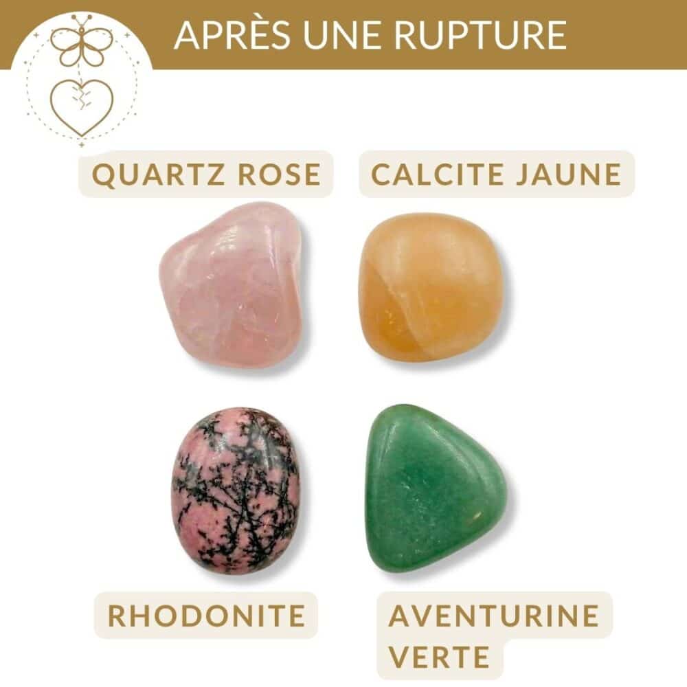quelle pierre pour se remettre d une rupture calcite jaune quartz rose rhodonite aventurine guerison apres separation