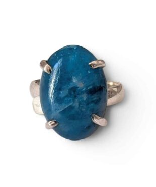 Bague argent 925 apatite bleue naturelle clarté mentale et créativité