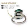 Bague argent 925 chrysocolle réglable s'ajuste à tous les doigts vue intérieure