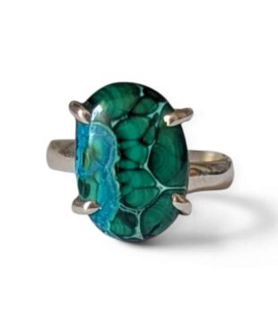 Bague argent 925 chrysocolle naturelle apaisement et expression