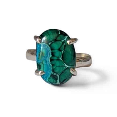 Bague argent 925 chrysocolle naturelle apaisement et expression