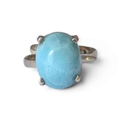 Bague argent 925 larimar naturelle sérénité et communication