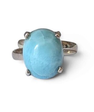 Bague argent 925 larimar naturelle sérénité et communication
