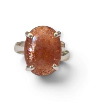Bague argent 925 pierre de soleil naturelle joie et énergie positive