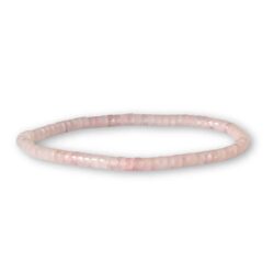 Acheter un bracelet Heishi en quartz rose naturel, une pierre reconnue pour favoriser l'amour, la douceur, l'apaisement et l'harmonie émotionnelle.