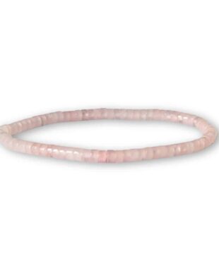 Acheter un bracelet Heishi en quartz rose naturel, une pierre reconnue pour favoriser l'amour, la douceur, l'apaisement et l'harmonie émotionnelle.