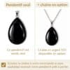pendentif obsidienne avec ou sans chaîne option