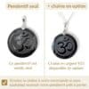 pendentif om obsidienne avec ou sans chaine argent