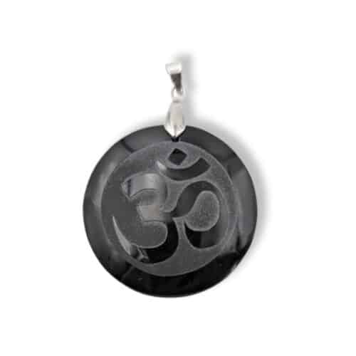 pendentif om obsidienne pierre naturelle