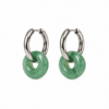 Boucles d’oreilles donut en aventurine verte avec créoles en acier inoxydable