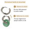 Ouverture et fermeture de la créole des boucles d’oreilles donut en aventurine verte