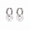 Boucles d’oreilles donut en cristal de roche avec créoles en acier inoxydable