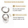 Ouverture et fermeture de la créole des boucles d’oreilles donut en cristal de roche