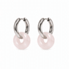 Boucles d’oreilles donut en quartz rose avec créoles en acier inoxydable