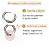 Ouverture et fermeture de la créole des boucles d’oreilles donut en quartz rose