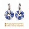 Donuts en sodalite naturelle et créoles en acier inoxydable