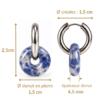 Dimensions des boucles d’oreilles donut en sodalite : hauteur 2,5 cm, donut et créole de 1,5 cm