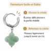 Ouverture et fermeture de la créole des boucles d’oreilles trèfle en aventurine verte