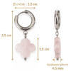 Ouverture et fermeture de la créole des boucles d’oreilles trèfle en quartz rose